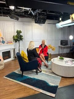 Theodora on the CBS studio set